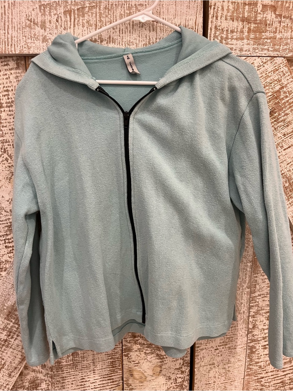 Fat Hat Vermont Light Blue Zip-Front Hooded Jacket in Cotton Down Sz Medium